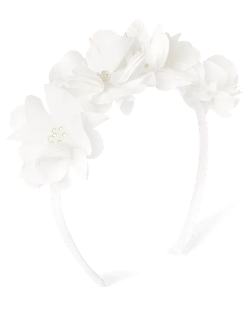 Girls Floral Pearl Headband - Special Occasions