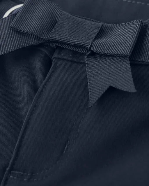 Girls Bow Belted Chino Shorts - Uniform