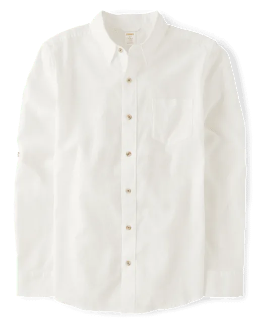 Mens Dad And Me Linen-Blend Button Up Shirt