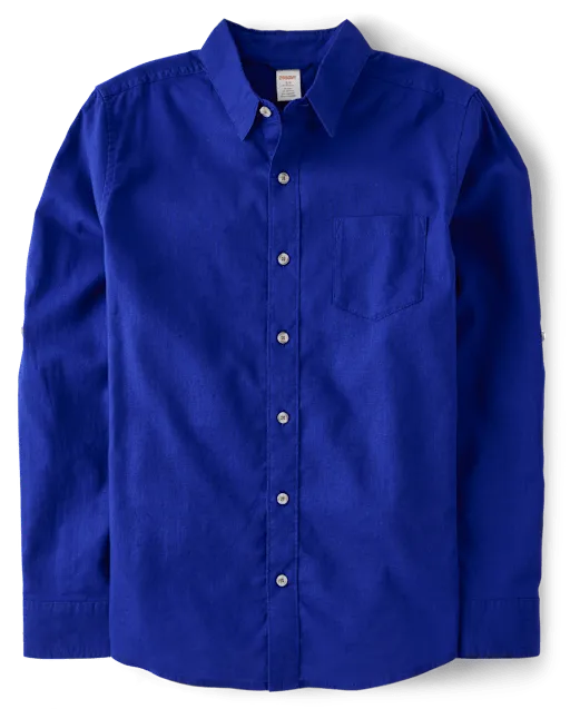 Mens Dad And Me Linen-Blend Button Up Shirt