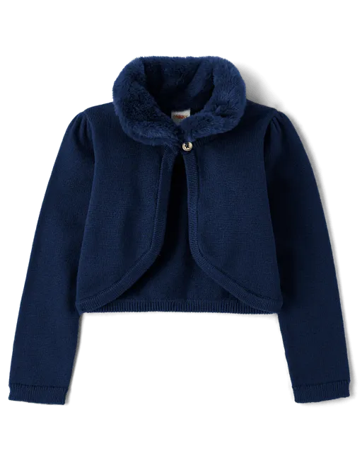 Girls Faux Fur Shrug - Royal Christmas