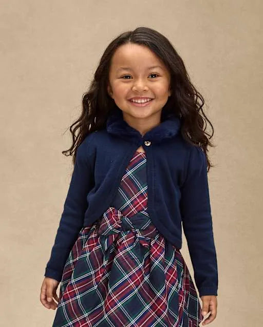 Girls Faux Fur Shrug - Royal Christmas