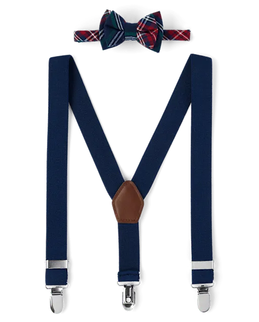 Boys Bow Tie And Suspenders Set - Royal Christmas
