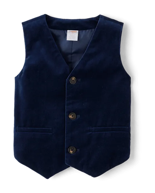 Boys Velvet Suit Vest - Royal Christmas