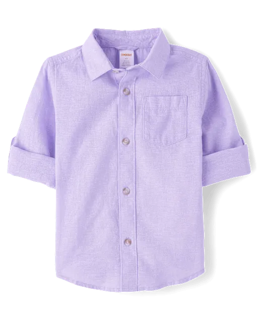 Kids Linen-Blend Button Up Shirt