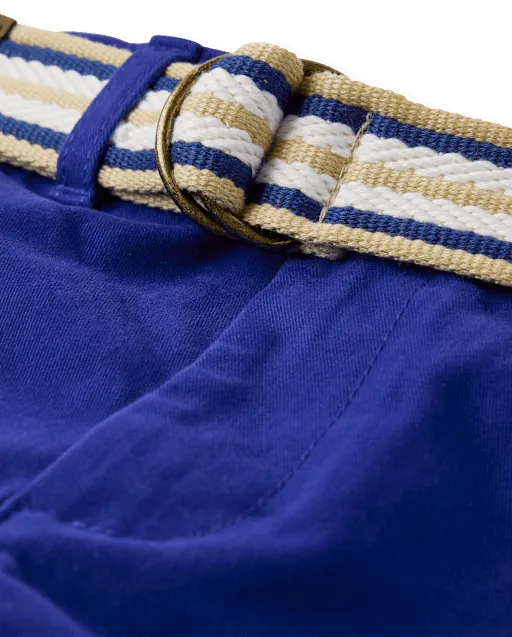 Boys Belted Chino Pants - Blue Belle