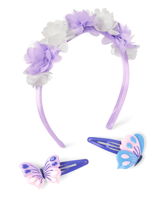 Girls 3-Piece Hair Set - Lavender Fields