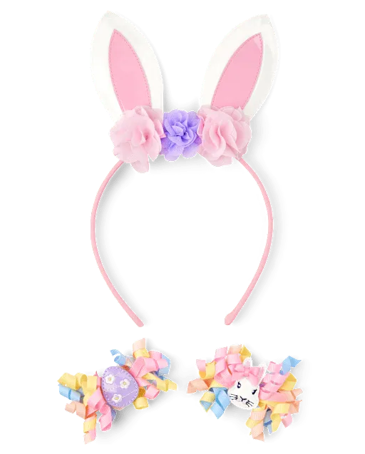 Girls Bunny 3-Piece Hair Set - Enchanted Garden