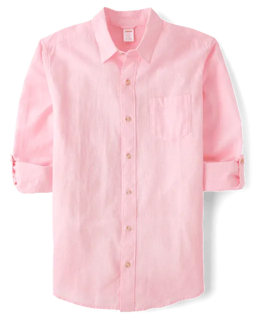 Mens Dad And Me Linen-Blend Button Up Shirt