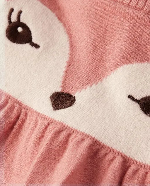 Girls Fox Sweater Jumper 2-Piece Outfit Set