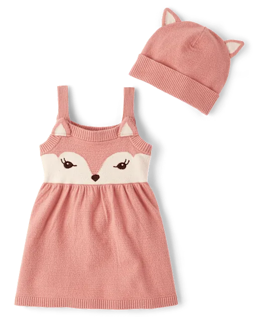 Girls Fox Sweater Jumper 2-Piece Outfit Set