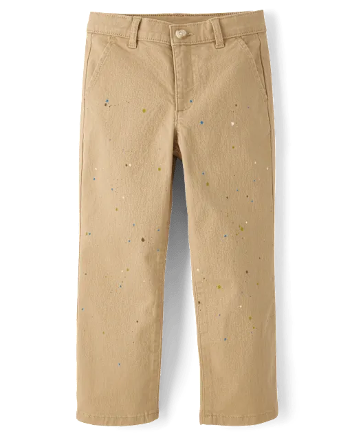 Kids Paint Splatter Relaxed Chino Pants - Campus Cuties