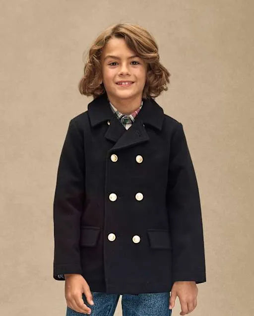 Boys Peacoat - Royal Christmas