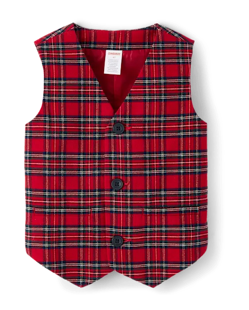 Boys Plaid Vest - Royal Christmas