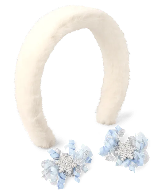 Girls Snowflake 3-Piece Hair Set - First Frost