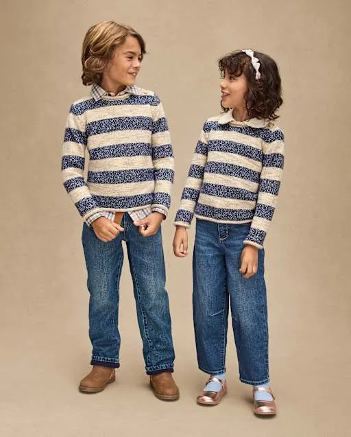 Kids Heathered Striped Sweater - First Frost