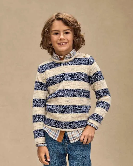 Kids Heathered Striped Sweater - First Frost