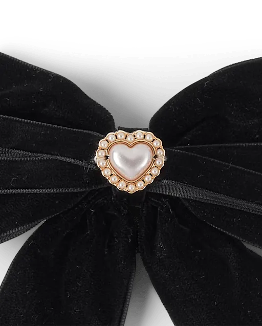 Girls Bow Heart Hair Clip 2-Pack - Royal Christmas