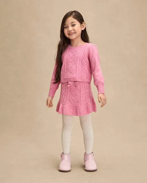 Girls Heart Cable Knit Peplum Sweater Skirt - Mon Cheri