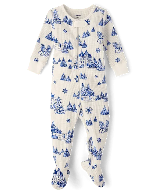 Baby Winter Toile Snug Fit Thermal Footed One Piece Pajamas