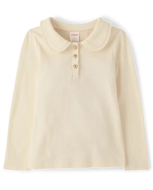 Girls Ribbed Peter Pan Top - Little Essentials
