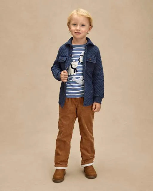Boys Microfleece Lined Corduroy Pull On Pants - Little Essentials