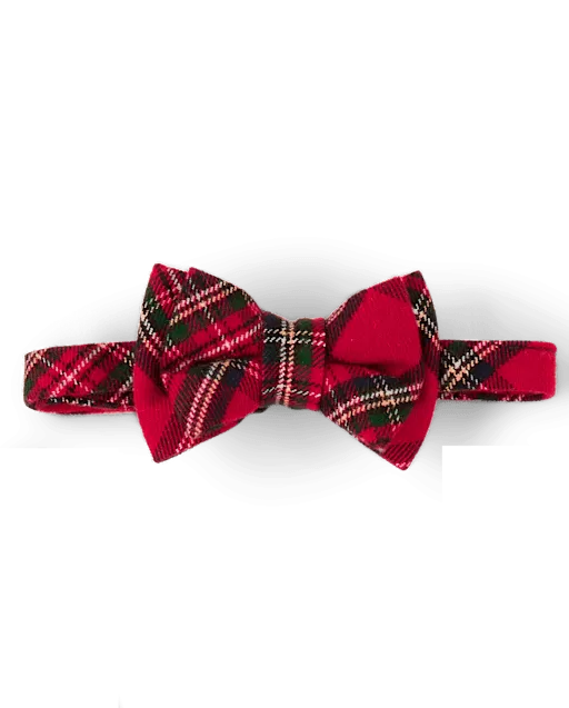 Boys Plaid Bow Tie And Suspenders 2-Piece Set - Royal Christmas