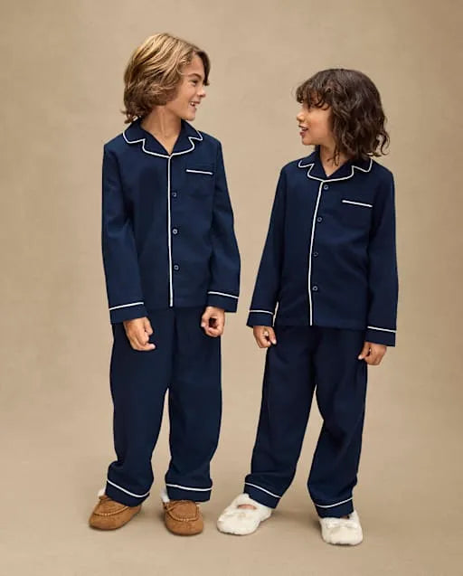 Kids Matching Family Contrast Flannel Pajamas