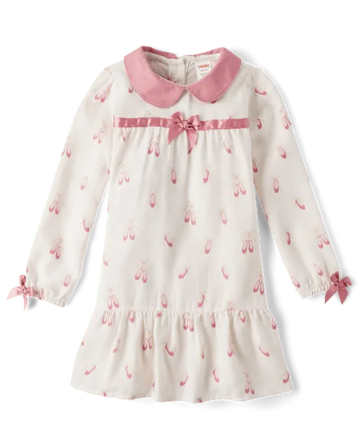 Girls Ballet Slipper Flannel Nightgown