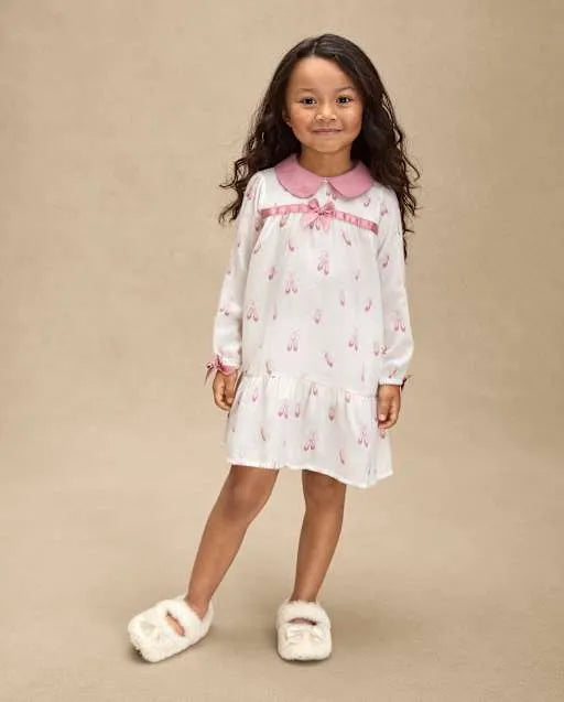 Girls Ballet Slipper Flannel Nightgown