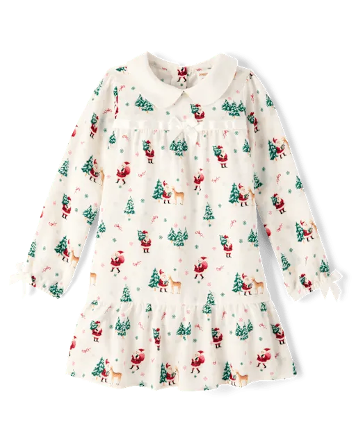Girls Santa Flannel Nightgown