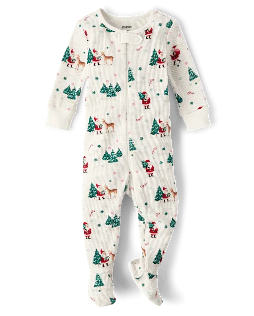 Baby Santa Thermal Footed One Piece Pajamas