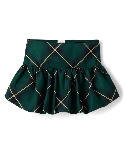 Girls Plaid Bubble Skirt - Royal Christmas