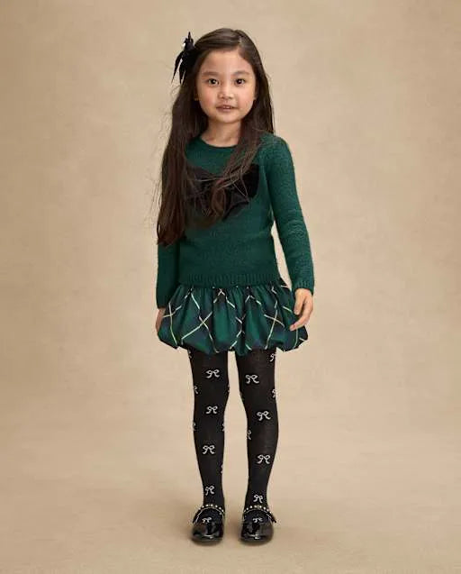 Girls Plaid Bubble Skirt - Royal Christmas