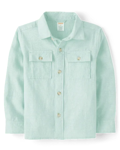 Boys Linen-Blend Button Up Shirt - Linen Edit
