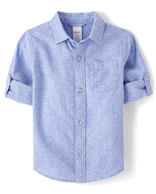 Kids Linen-Blend Button Up Shirt - Linen Edit