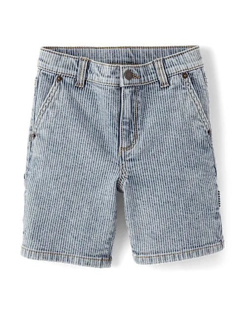 Boys Railroad Striped Denim Carpenter Shorts - Driftwood Bay