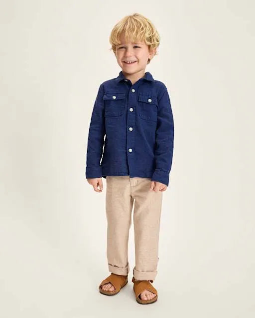 Boys Linen-Blend Roll Cuff Chino Pants - Linen Edit