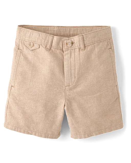 Boys Linen-Blend Chino Shorts - Linen Edit