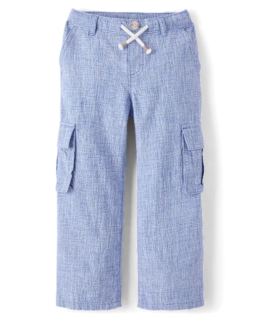 Boys Linen Blend Cargo Pants - Linen Edit