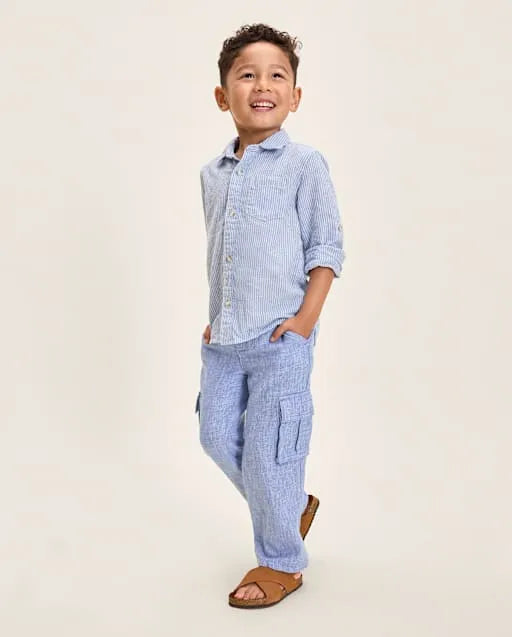 Boys Linen Blend Cargo Pants - Linen Edit