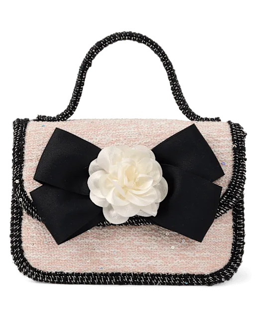 Girls Bow Tweed Bag - Petit Paris