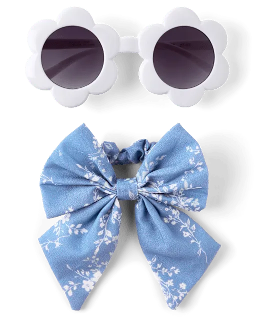Girls Floral Bow Sunglasses 2-Piece Accessory Set - Swim Shop