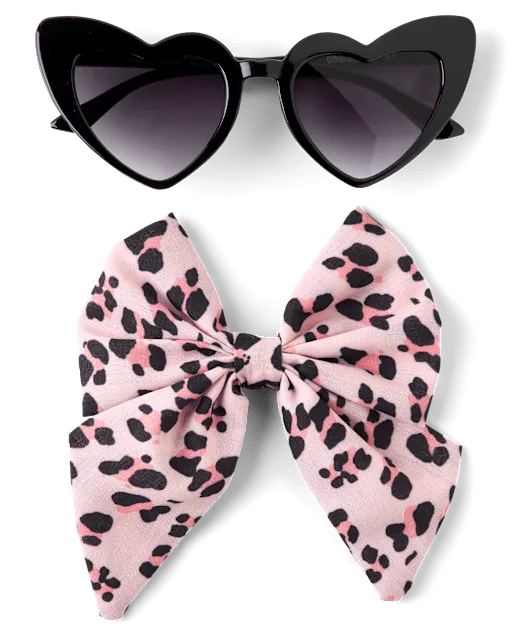 Girls Leopard Sunglasses 2-Piece Accessory Set - Swim Shop