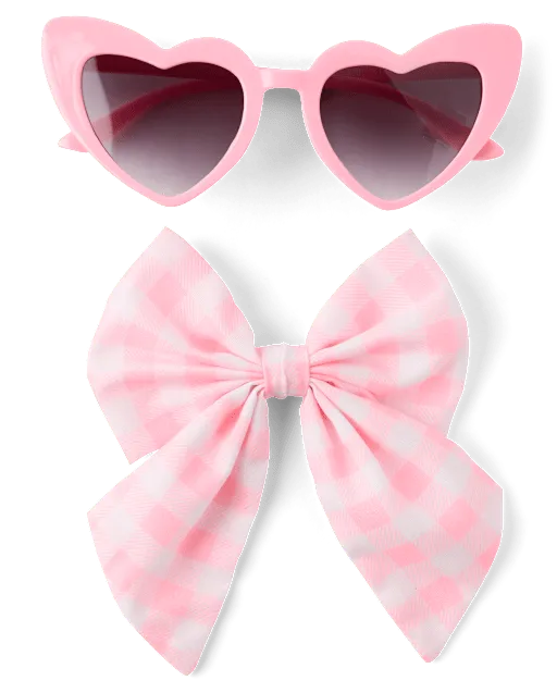 Girls Gingham Sunglasses 2-Piece Accessory Set - Swim Shop