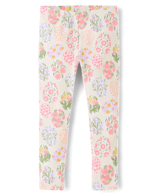 Girls Floral Easter Egg Leggings - Enchanted Garden