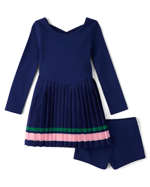 Girls Quick Dry Cross Back Pleated Active Dress - Club House