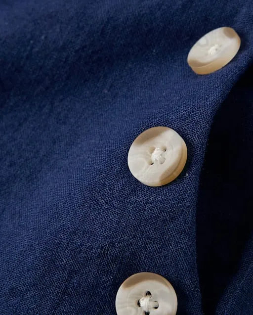 Girls Button Linen-Blend Sailor Pants - Linen Edit