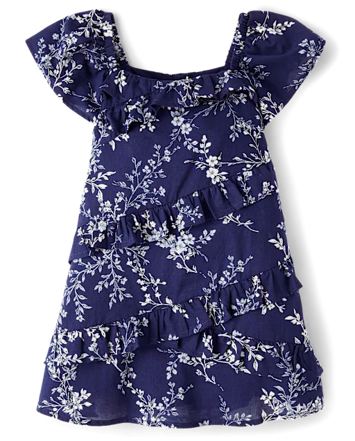 Girls Floral Ruffle Dress - Driftwood Bay