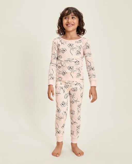 Girls Rose Snug Fit Pointelle Pajamas